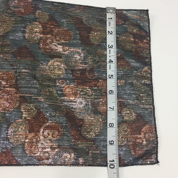 Vintage Scarf Metallic Silver Gold Copper Black Warm Fall Colors - Picture 12 of 13